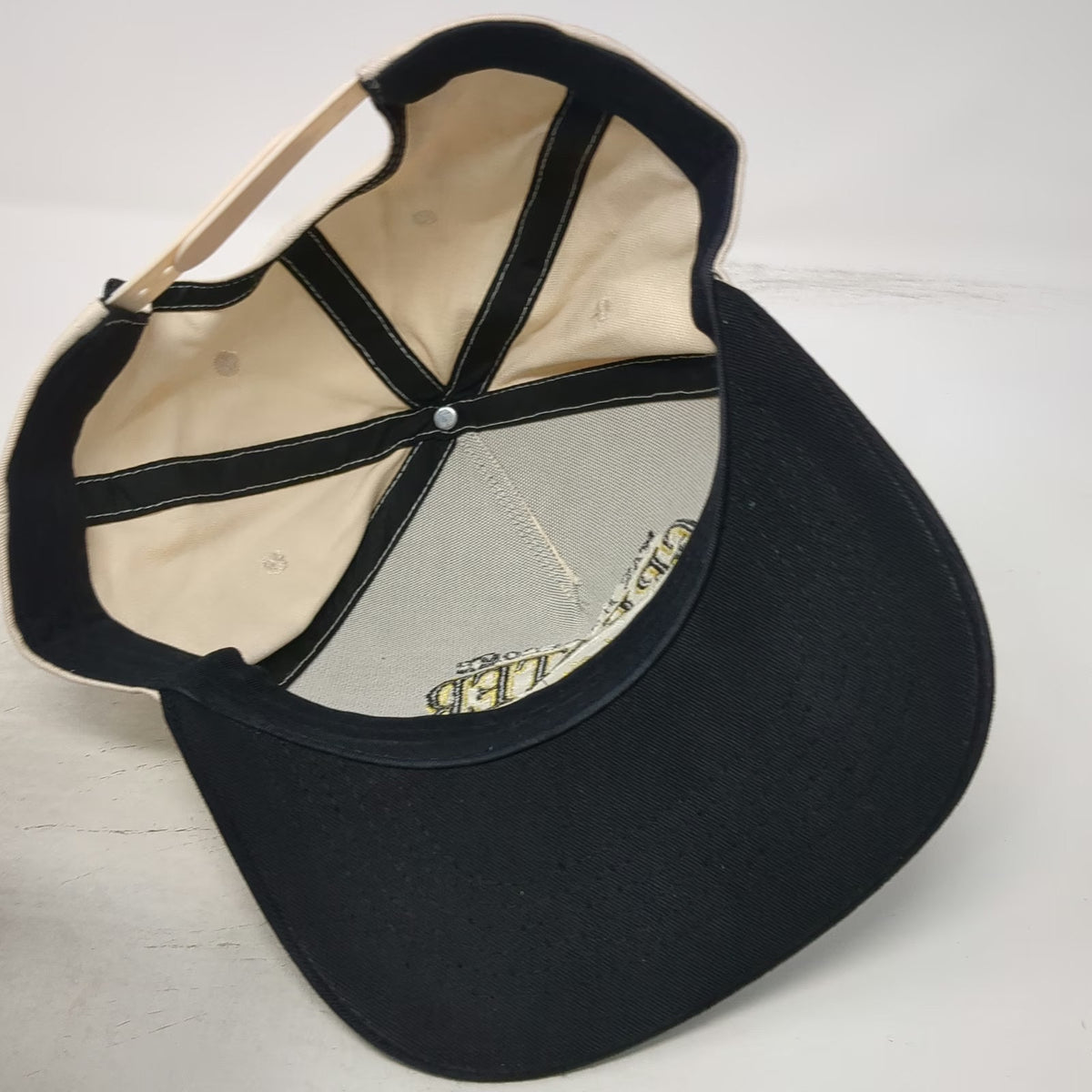 Beige Black 5 Panel Hat One Size Religious May He Become Greater Crown Snapback