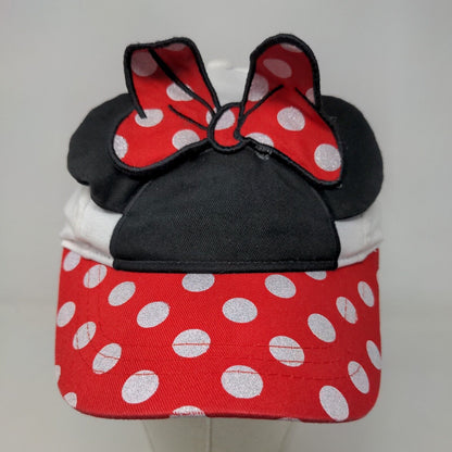 Disney Girl's Minnie Mouse Strapback Hat Red White OSFM Bow Ears Accent