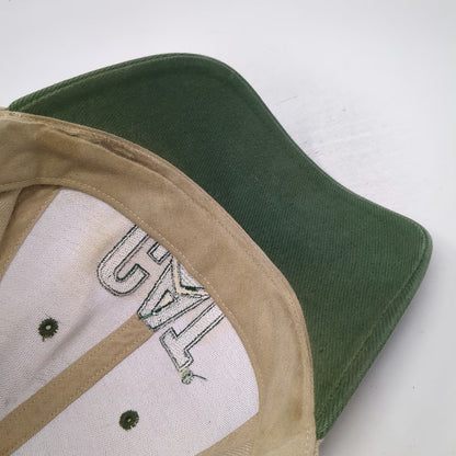 CAT Snapback Hat Beige Green One Size Embroidered Logo Construction Workwear