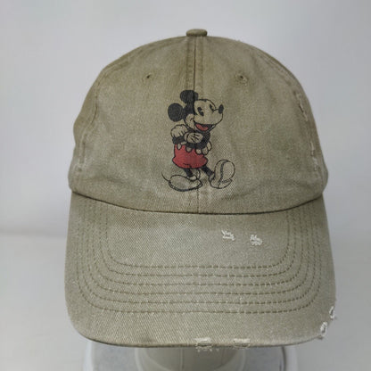 Mickey Mouse Adult Slideback Hat Tan 57-61 cm Distressed 6 Panel Disney Parks