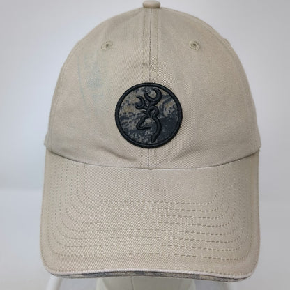 Browning Baseball Cap Beige One Size Buckmark Camo Patch Logo Strapback Hat