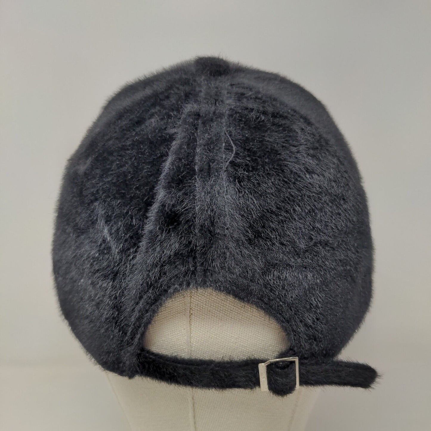 Unbranded Women's Slideback Hat Black Adjustable Fuzzy Furry 100% Polyester