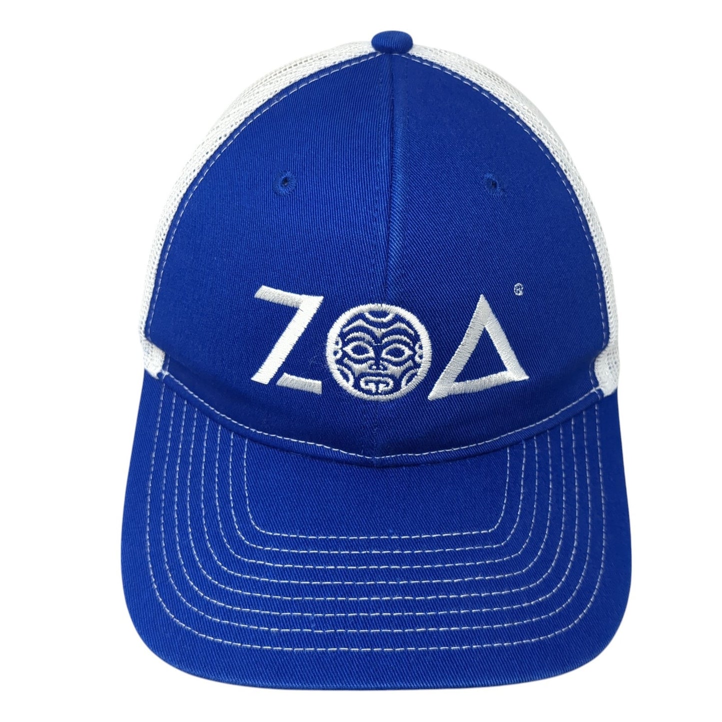 ZOA Snapback Trucker Hat Blue One Size Adjustable Mesh Back Port Authority