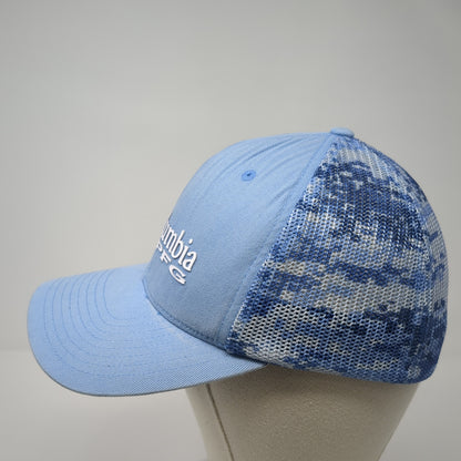 Columbia PFG Fitted Trucker Hat Blue Medium Lightweight Embroidered Mesh Back