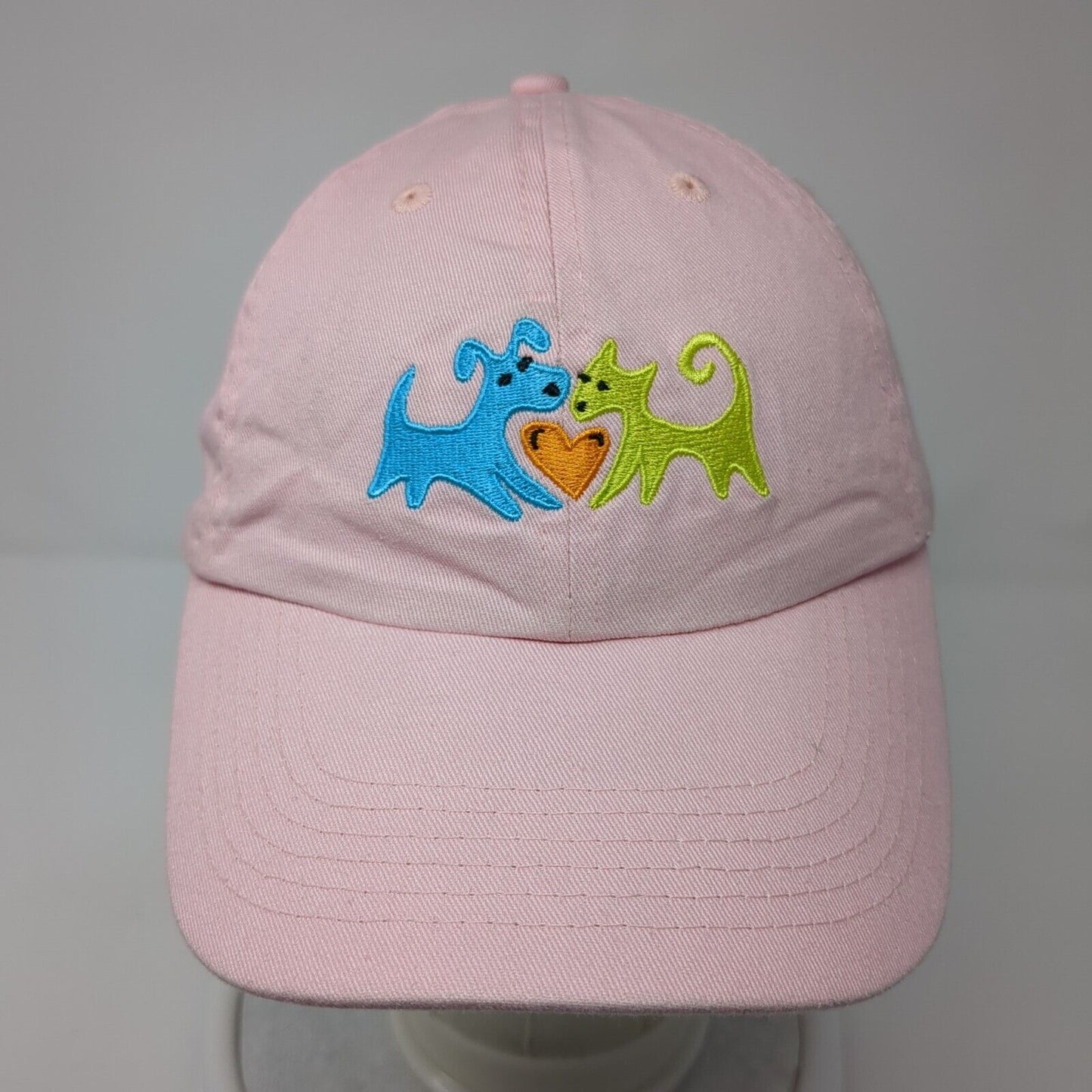 Dogs Slideback Hat Pink One Size Adjustable Embroidered Solid 6 Panel
