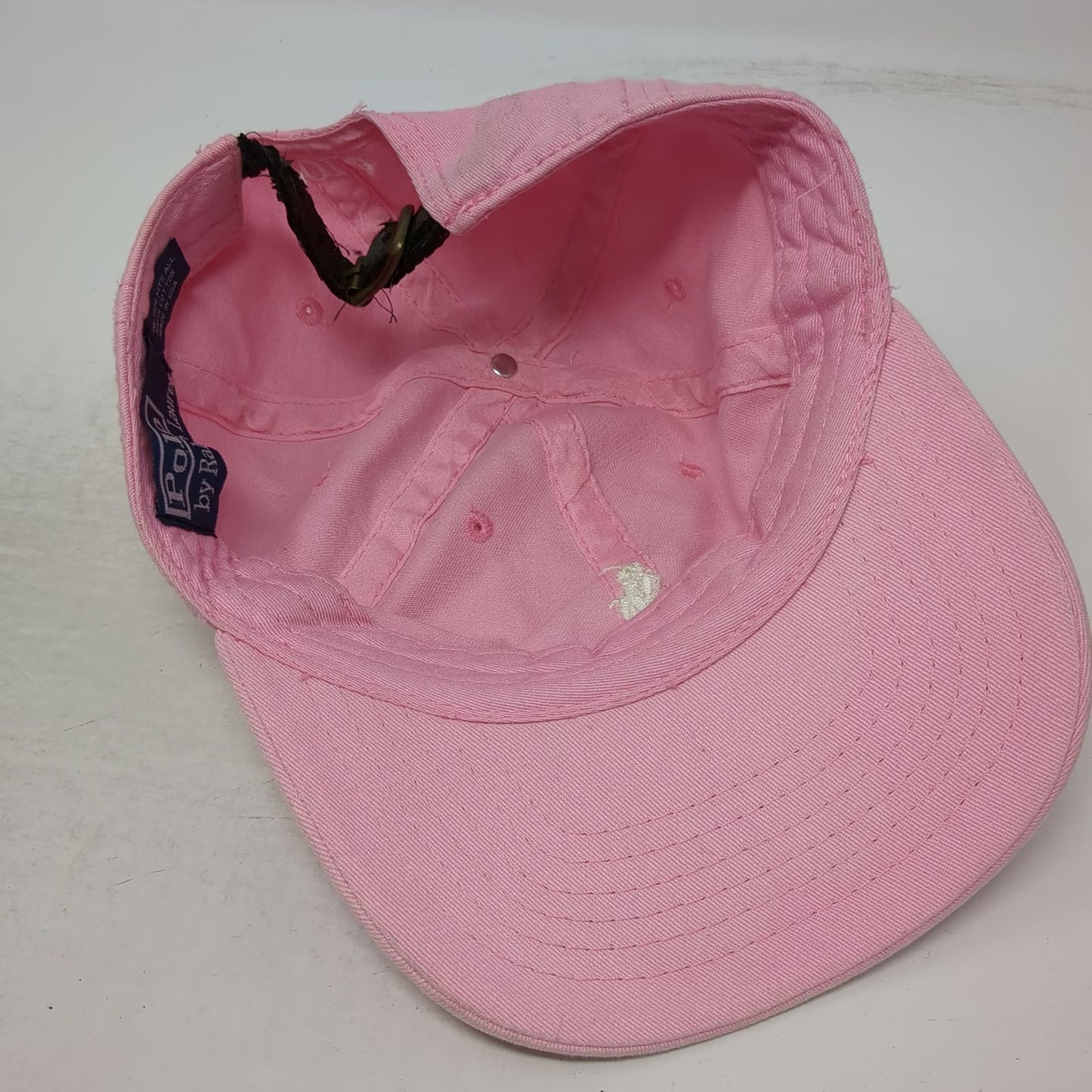 Ralph Lauren Baseball Cap Pink Vintage USA Made Cotton Pony Logo Strapback Hat