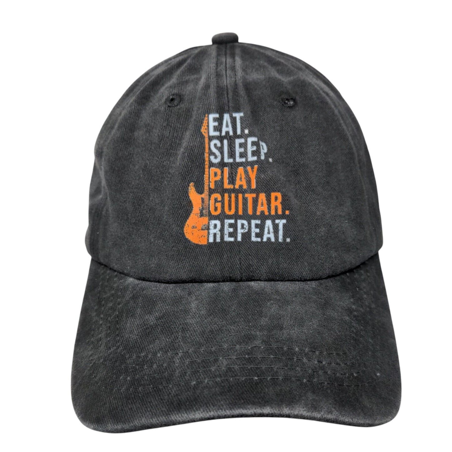 Eat Sleep Play Guitar Repeat Slideback Hat Gray One Size Adjustable