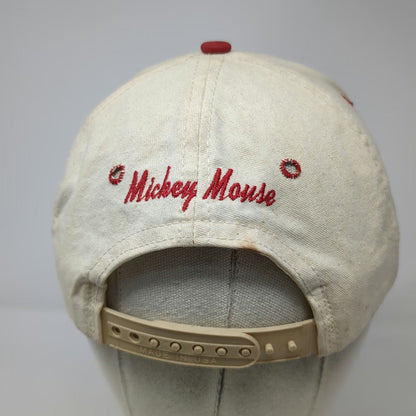 Disney Mickey Mouse Snapback Beige Red One Size Green Underbrim Made in USA Hat