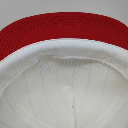 K-Products 5 Panel White Red Blue OS Pinstripe FSC Patch Snapback Flat Brim Hat