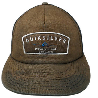 Quiksilver Trucker Hat Black One Size Mesh Back Snapback Mountain Wave Logo