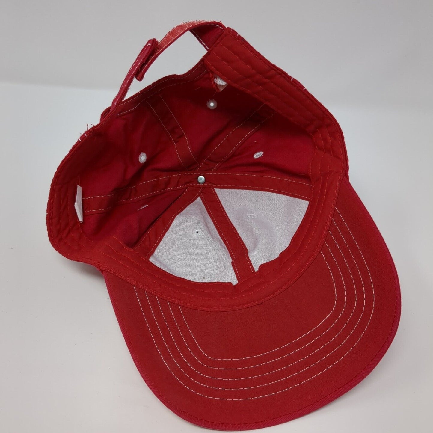 Unbranded Strapback Hat Red One Size Adjustable Vented Holes 6 Panel Blank