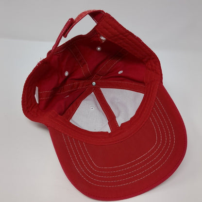Unbranded Strapback Hat Red One Size Adjustable Vented Holes 6 Panel Blank