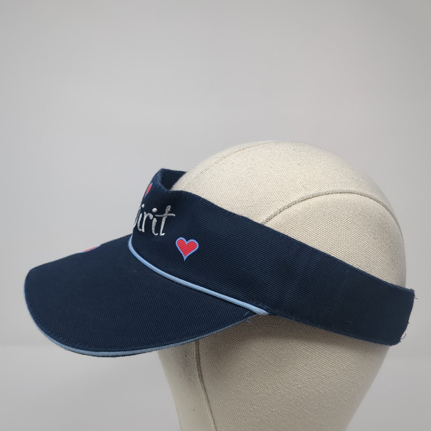 Spirit Hearts Strapback Visor Hat Blue One Size Adjustable Outdoor