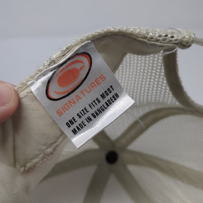 Heavy Duty Grandpa Trucker Hat Beige One Size Adjustable Mesh Back Signatures