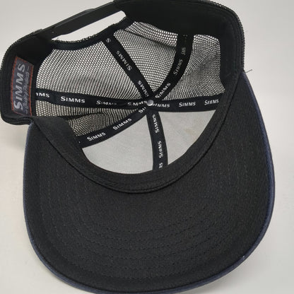 Simms Trucker Hat Blue Orange One Size Snapback Mesh Fishing Supply Patch
