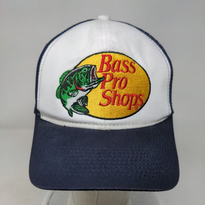 Bass Pro Shops Snapback Trucker Hat Blue OSFM Embroidered Gone Fishing Mesh Back