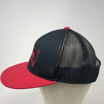 OTTO Trucker Hat Black Red One Size R&R Barbeque Pig Logo Mesh Back Snapback