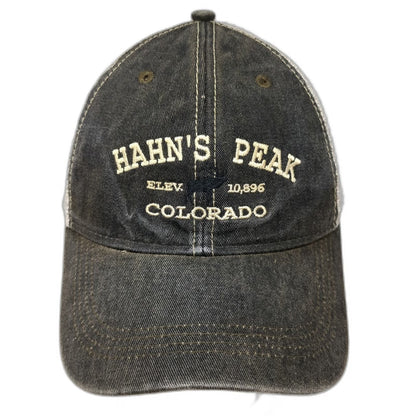 Gray Beige Baseball Cap OSFM Hahns Peak Colorado Elevation Mesh Adjustable Hat