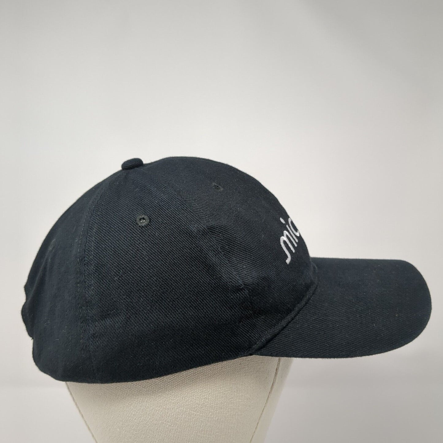 Micron Slideback Hat Black One Size Adjustable Embroidered 6 Panel