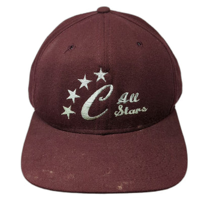 New Era Snapback Hat Red M-L All Stars 4 Stars Logo Adjustable Sports Vintage