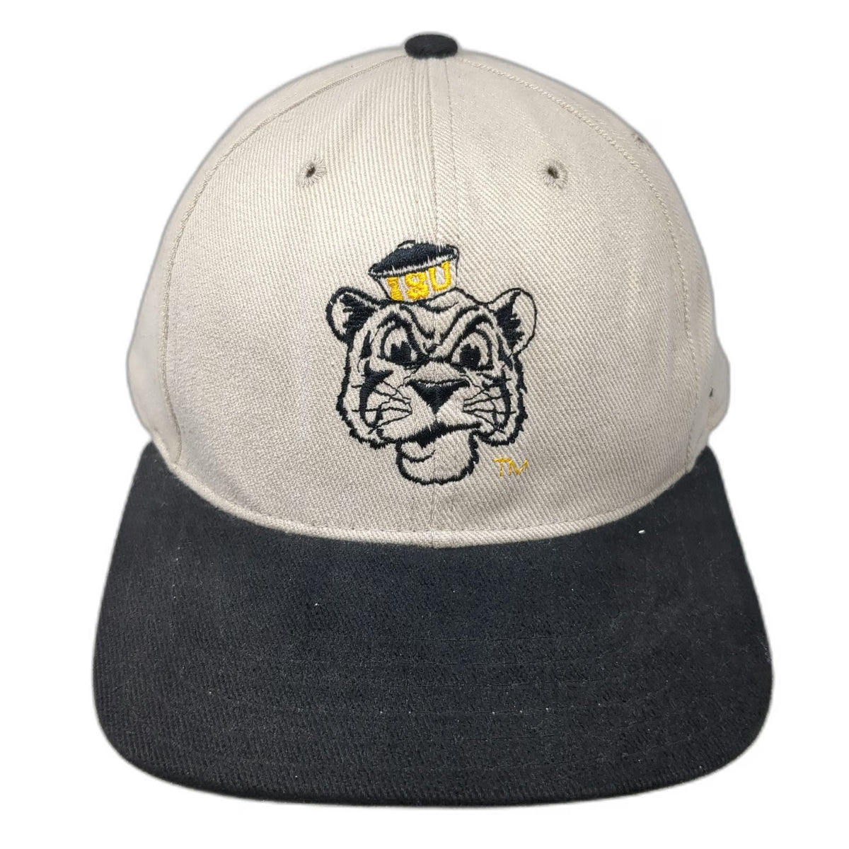 LSU Tigers NCAA Pro-Line Snapback Hat Beige Black Yellow Flat Brim Vintage