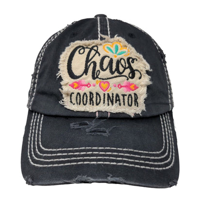 Chaos Coordinator Strapback Hat Gray One Size Embroidered Distressed