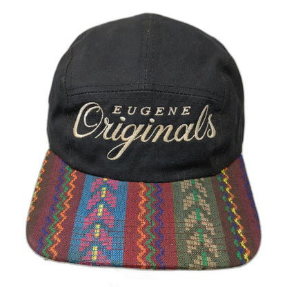 Eugene Originals 5 Panel Hat Black One Size Woven Geometric Brim Strapback