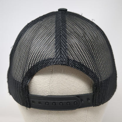 Dover Bluff Hat Co Trucker Hat Black One Size Mesh Back Leather Patch Hook Logo