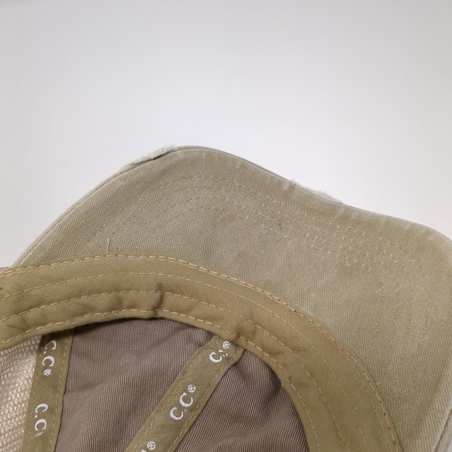 C.C Ponyback Strapback Trucker Hat Tan One Size Adjustable Blank Distressed