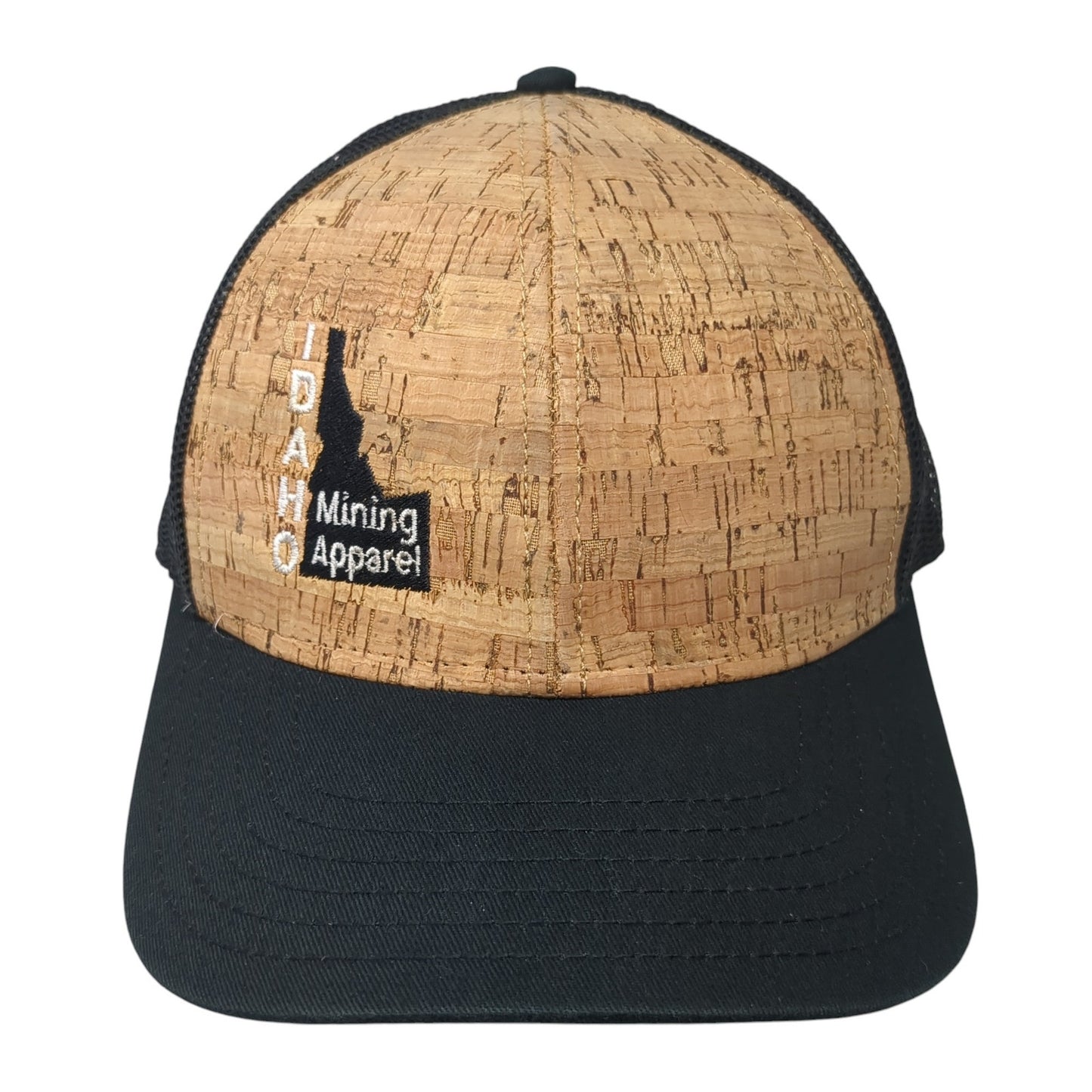Idaho Mining Apparel Cork Trucker Hat Black One Size Adjustable Mesh Back Otto