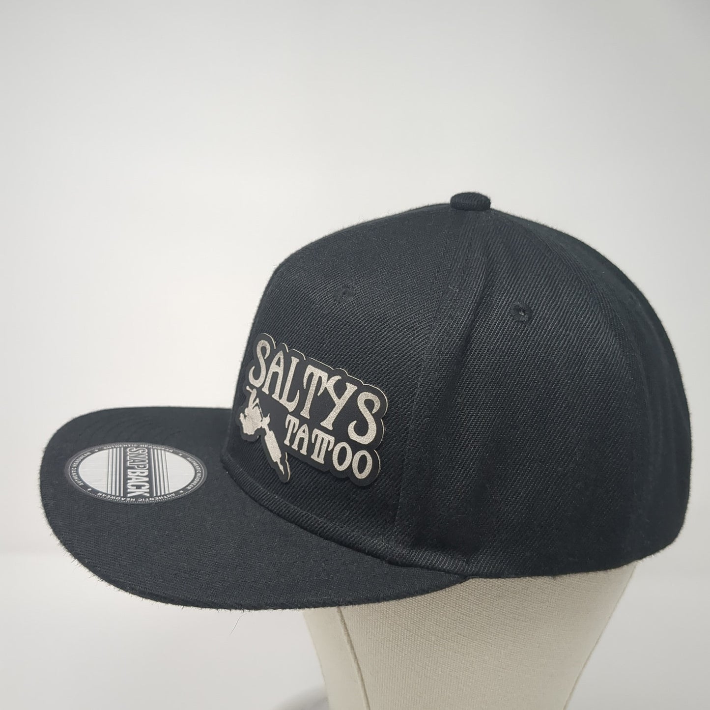 Saltys Tattoo Snapback Hat Black One Size Solid Adjustable 6 Panel