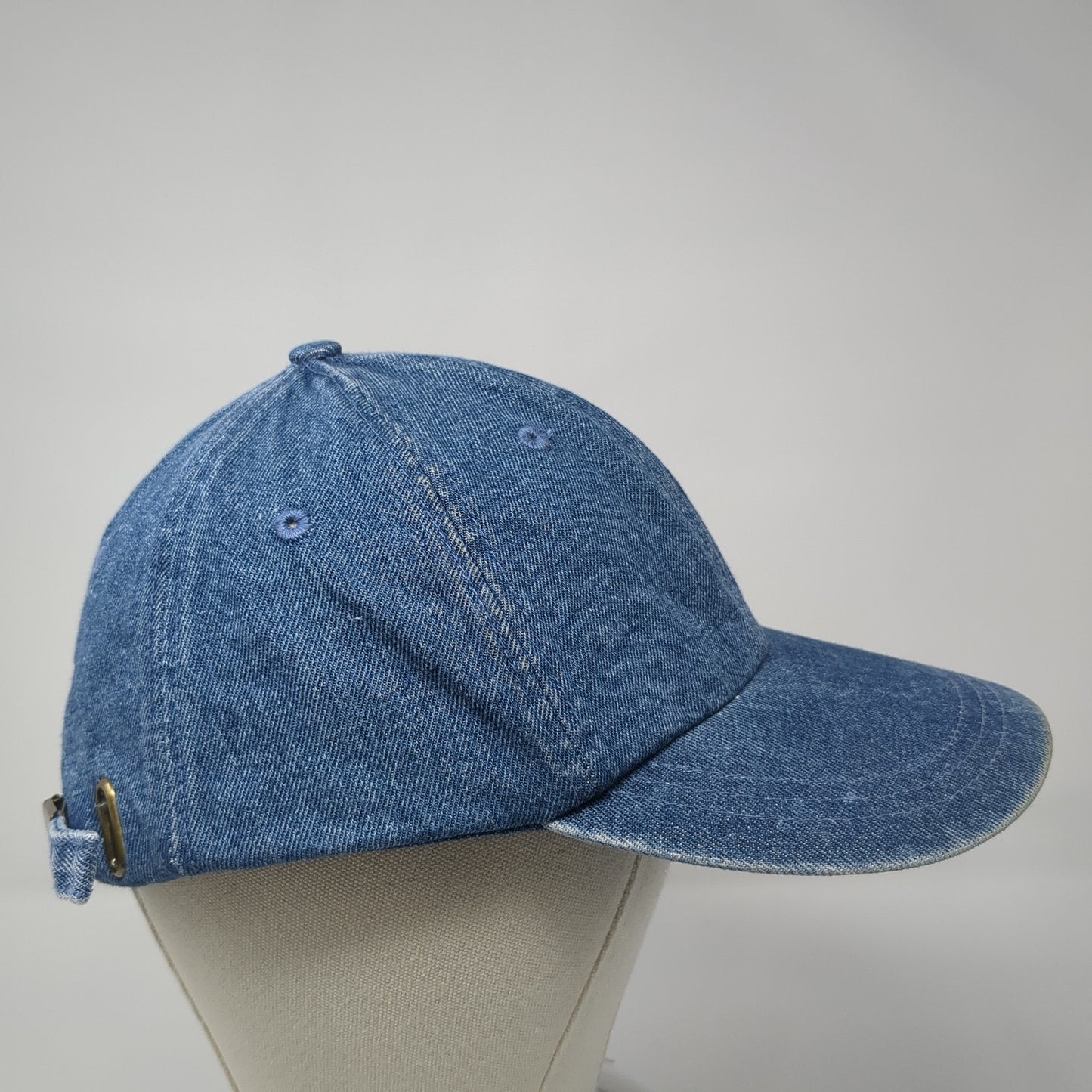 Unbranded Slideback Baseball Cap Blue One Size Adjustable 6 Panel Denim Blank