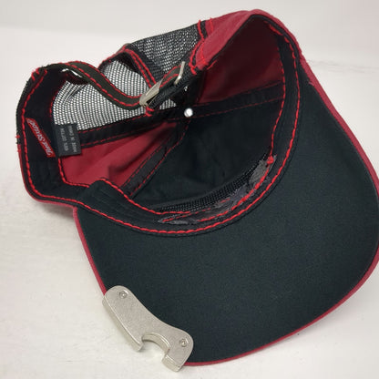 Red Stripe Baseball Cap Red Black One Size Bottle Opener Mesh Jamaica Hat