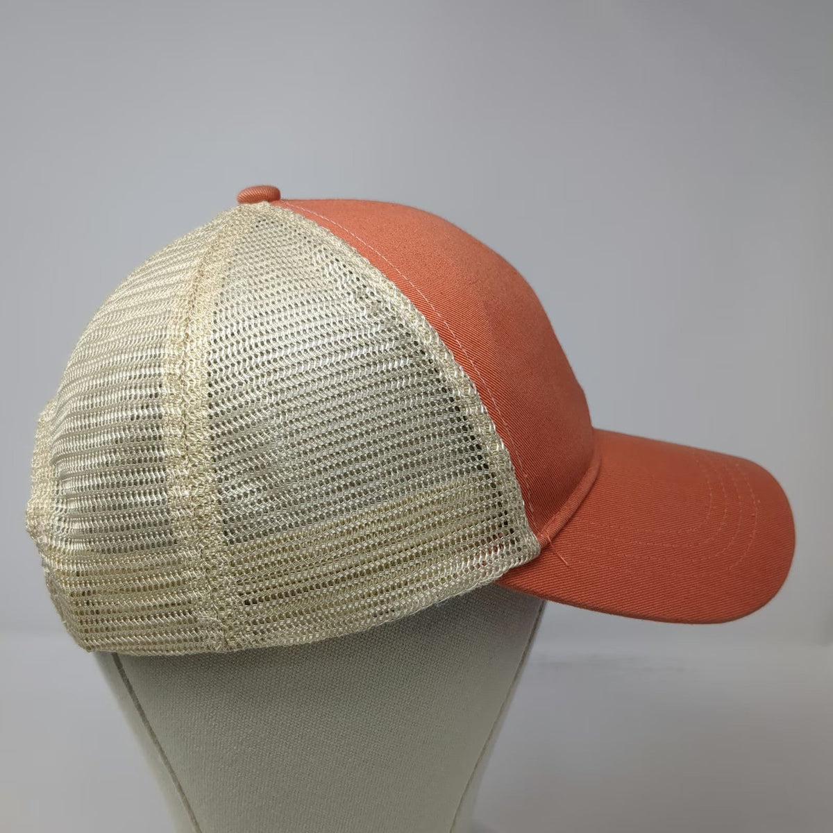 econscious Trucker Hat Orange Beige One Size Mesh Back Snapback GSK Pharma Logo