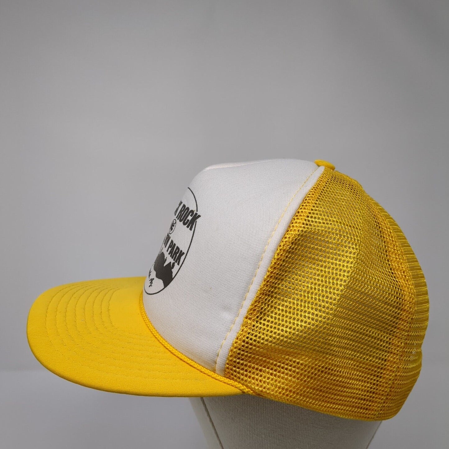 Black Rock RV Park Snapback Trucker Hat Yellow OS Adjustable Mesh Rope San Sun