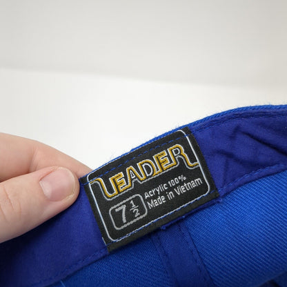 Leader Fitted Hat Blue 7 1/2 Solid 6 Panel Vent Holes Blank Outdoor