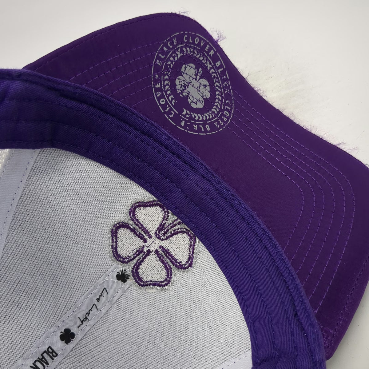 Black Clover Baseball Cap Purple One Size Jeweled Clover Mesh Live Lucky Hat