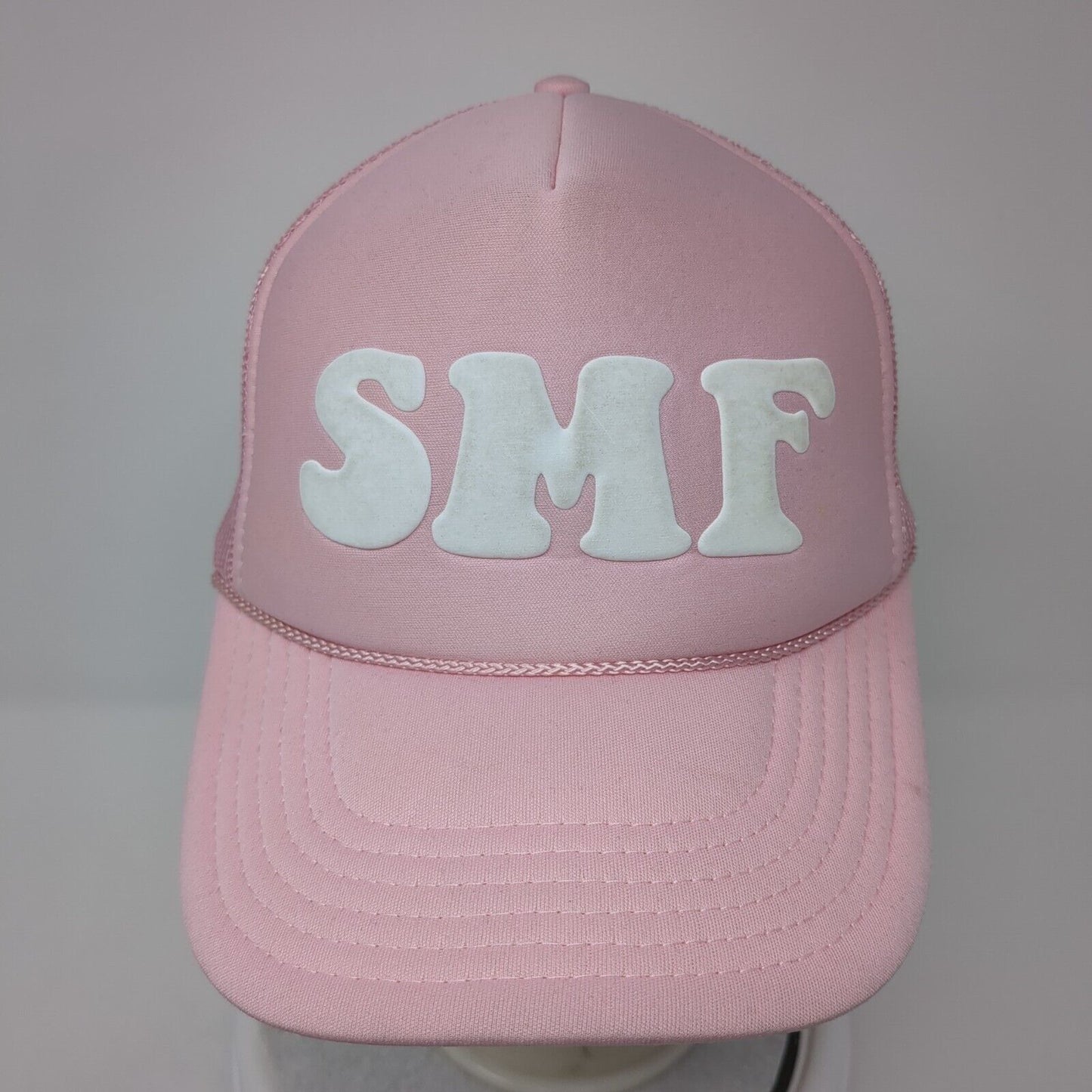 SMF Snapback Trucker Hat Pink One Size Adjustable Mesh Back Otto Polyester