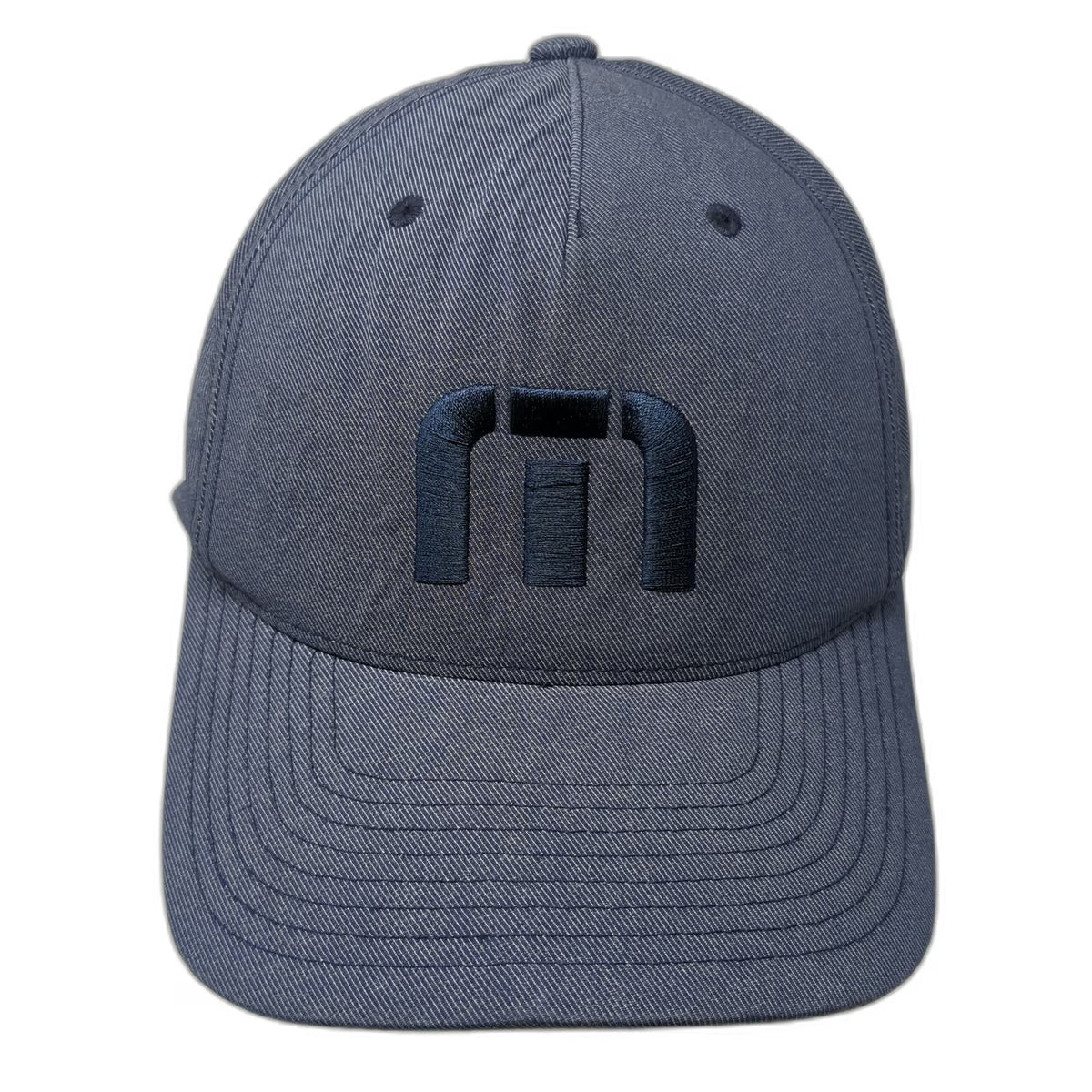 TravisMathew 5 Panel Hat Blue XL Fitted Flexfit Embroidered Logo Curved Brim