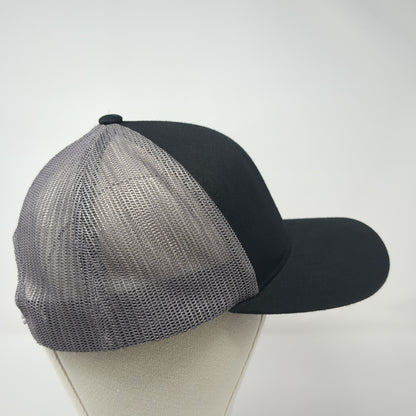 C 208 Snapback Trucker Hat Black One Size Adjustable Embroidered Mesh Back