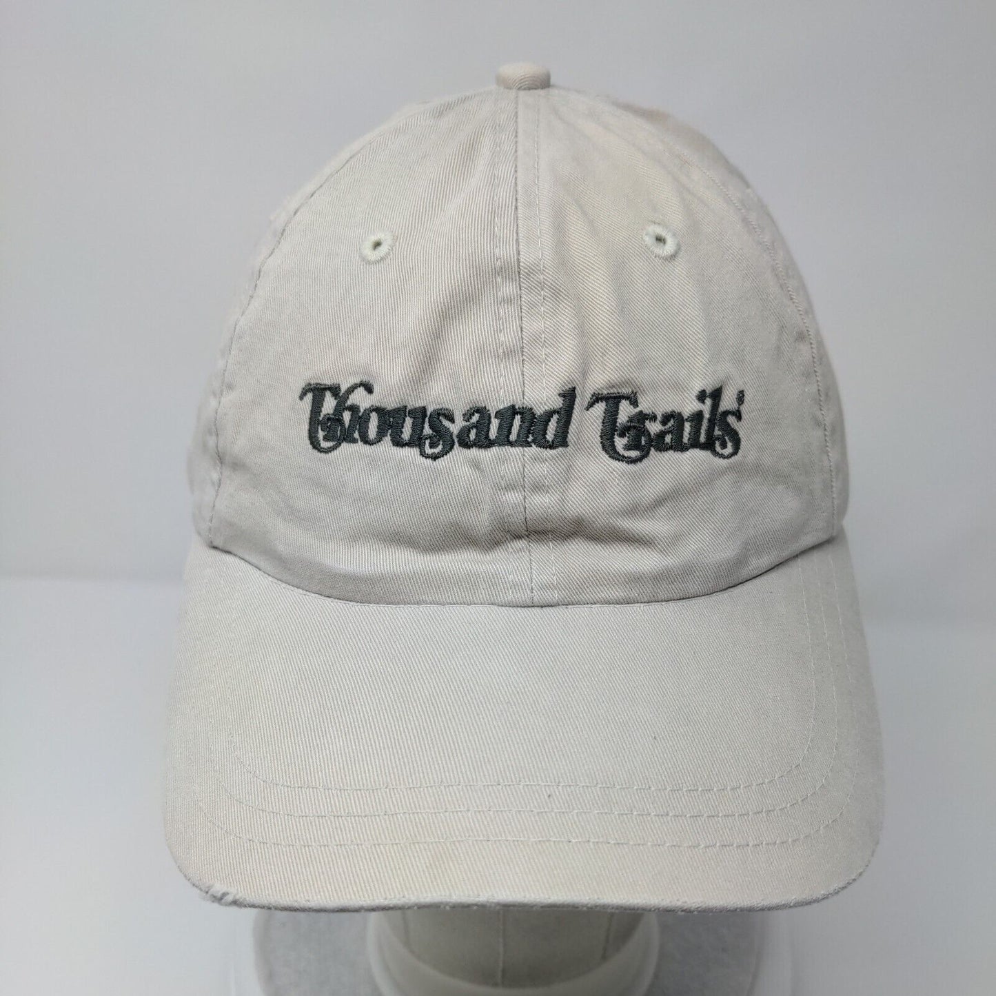 Thousand Trails Slideback Hat Tan OSFA Embroidered Leather Strap