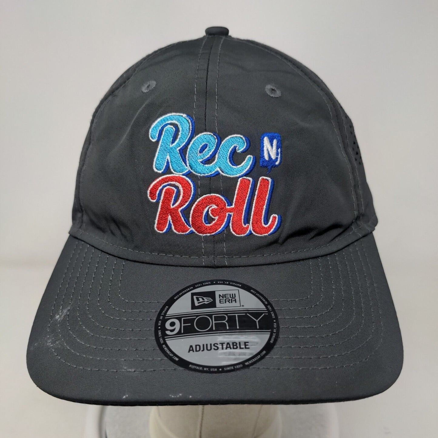 Rec N Roll Strapback Hat Gray OSFM Embroidered Laser Cut New Era 9Forty