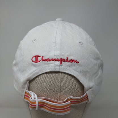 Champion Slideback Hat White OSFA Adjustable Embroidered Logo 6 Panel