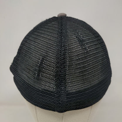 Sun Wave Patch Fitted Mesh Back Rope Trucker Hat Gray S/M Outdoor Cap