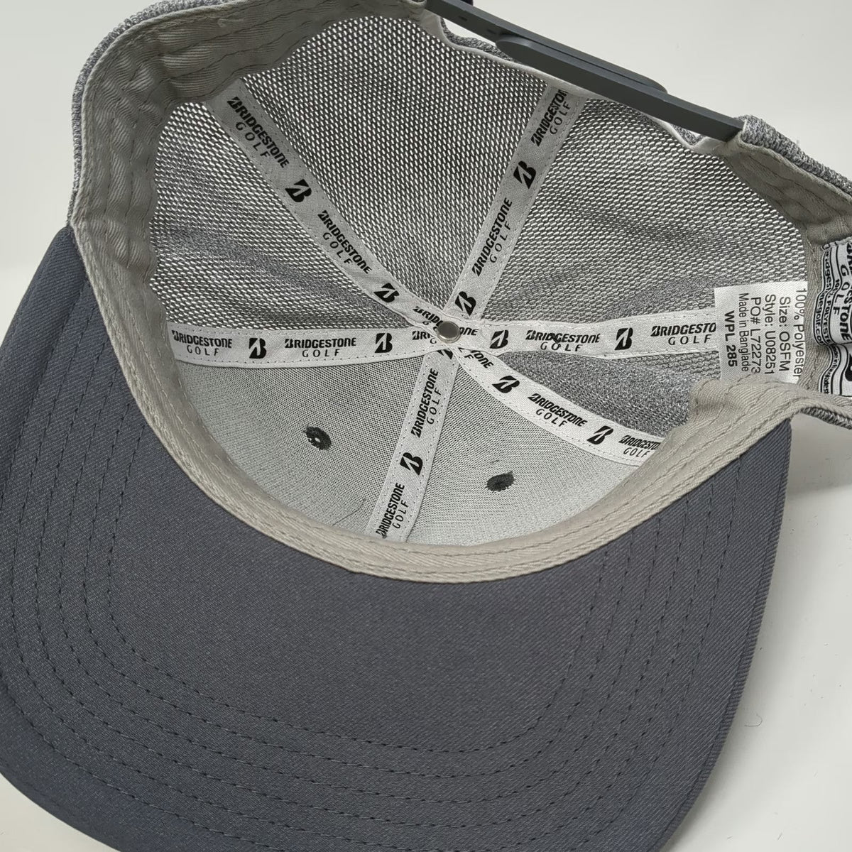 Bridgestone Golf Snapback Gray One Size Mesh Back Structured Logo Patch Hat