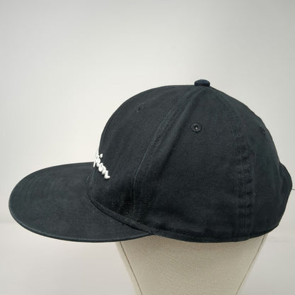 Champion Snapback Black One Size Embroidered Script Logo Flat Brim Cotton Hat
