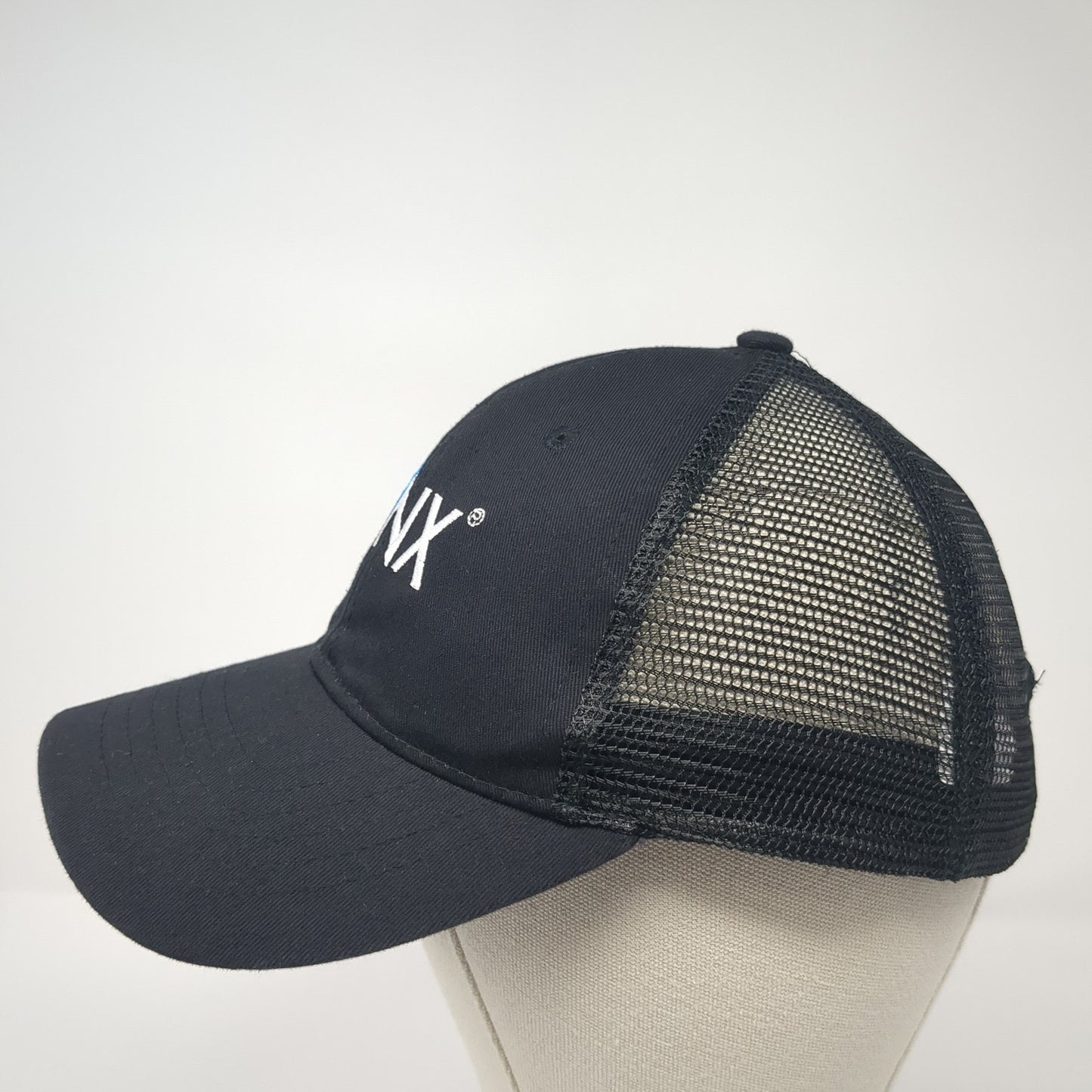 LYNX Slideback Trucker Hat Black One Size Adjustable Embroidered Mesh Back