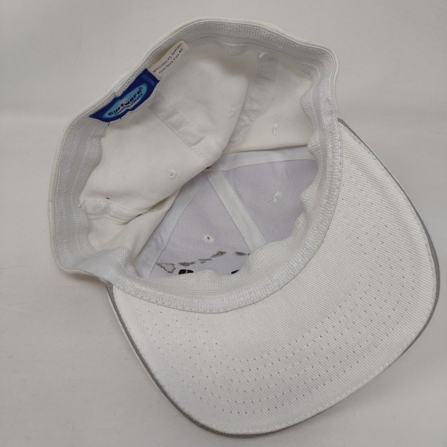 Hi Stretch Fitted Hat White OSFA Embroidered Vented Holes 6 Panel Surfware