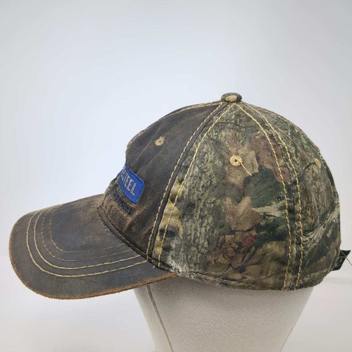 Port Authority Idaho Steel Hat Baseball Cap Brown Green One Size Camo Distressed