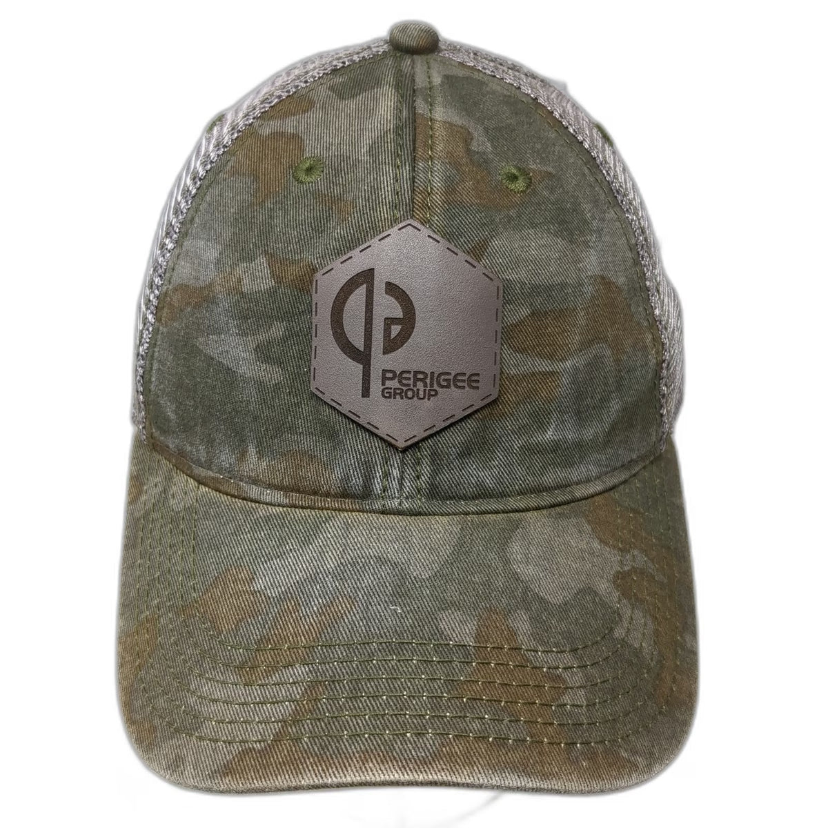 Legacy Trucker Hat Green One Size Camo Mesh Snapback Leather Patch Perigee Group